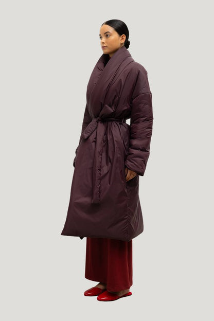 Bo Shawl Puffer Coat — model side