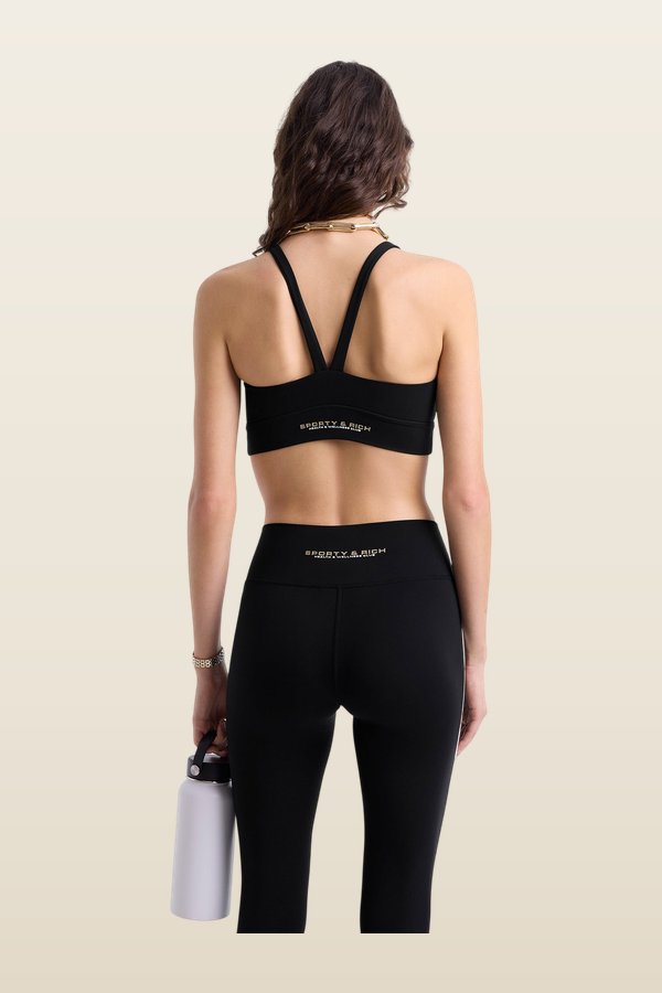 Bold Health Active Bra - Black/White/Gold — model back
