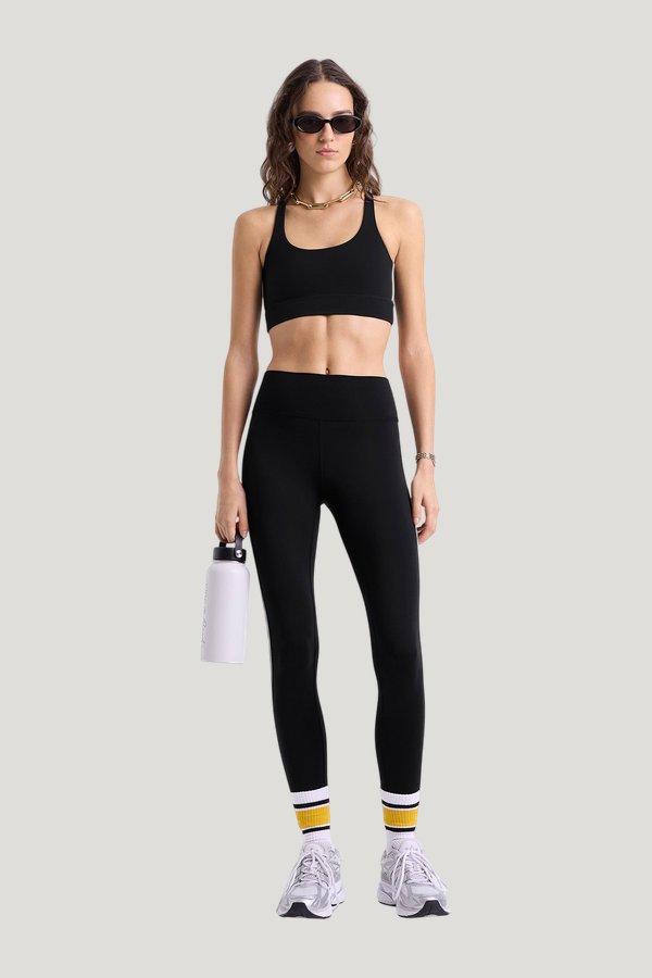 Bold Health Active Bra - Black/White/Gold — model front