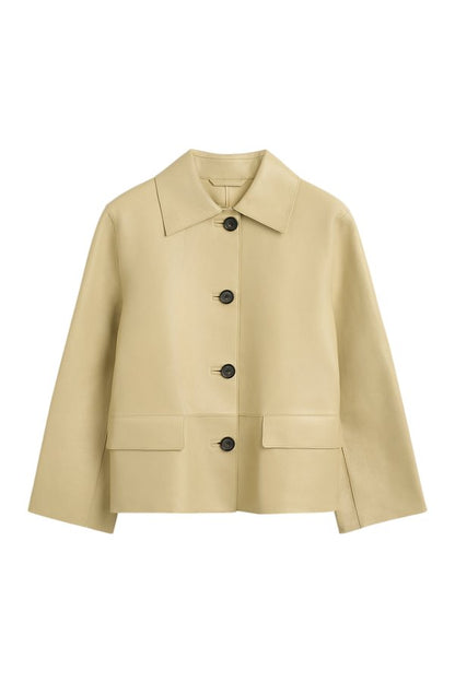 Bonded leather jacket chai — packshot