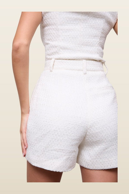 Bouclé Shorts — model back