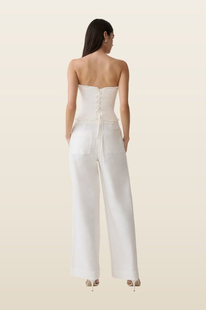 Brielle Straight Leg Linen Pant — model back
