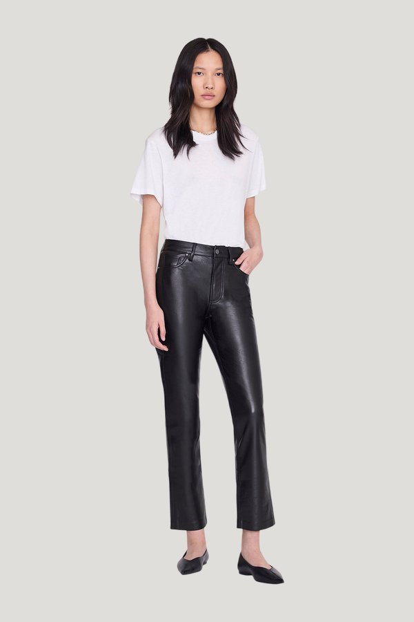 Bruno Pant - Black Recycled Leather — model front