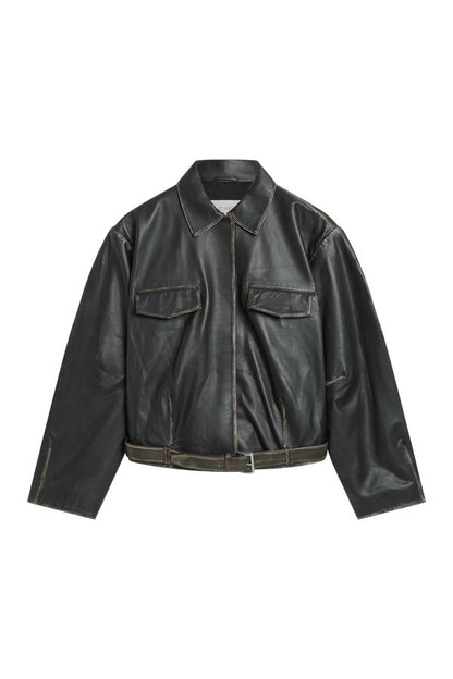 Brushed Leather Belted Jacket — packshot