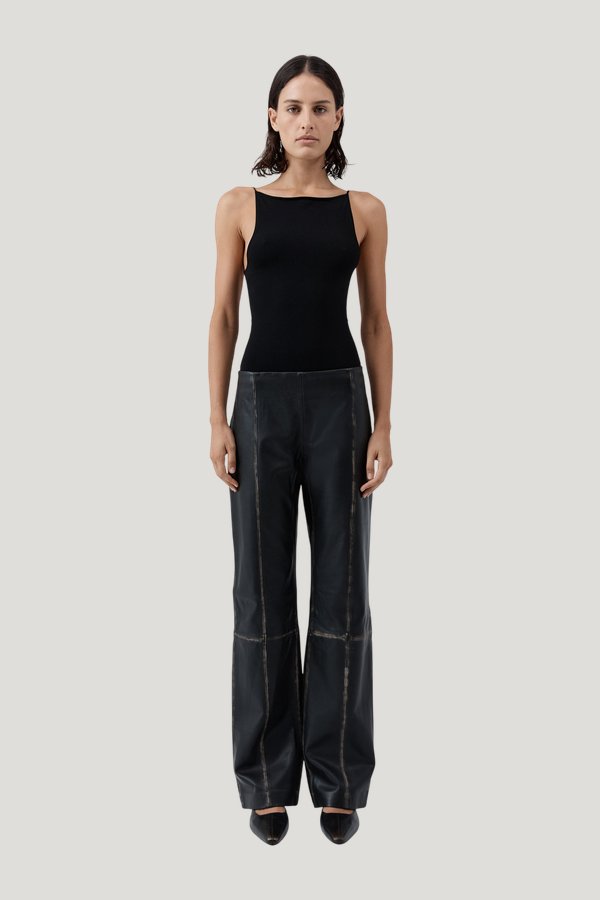 Brushed Leather Pants — model front