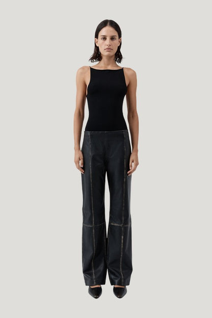 Brushed Leather Pants — model front