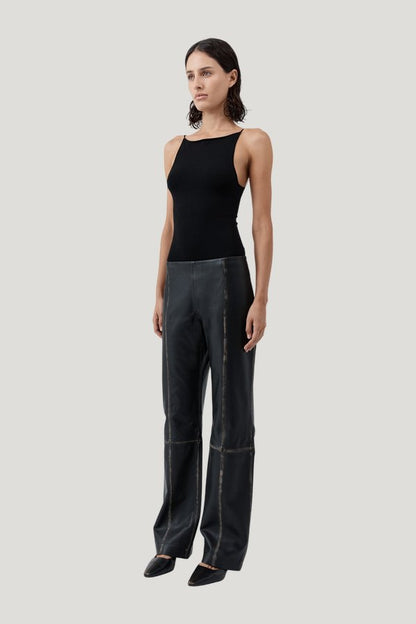 Brushed Leather Pants — model side