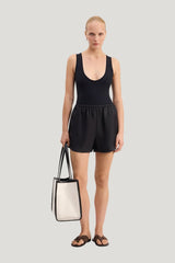 CABO Elasticated silk shorts — model front
