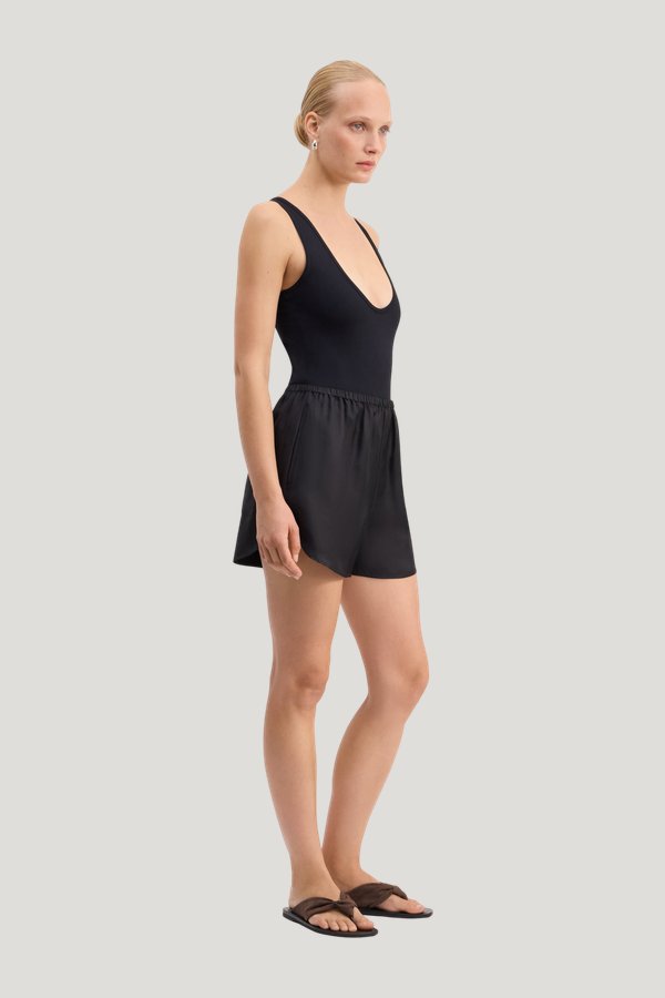 CABO Elasticated silk shorts — model side