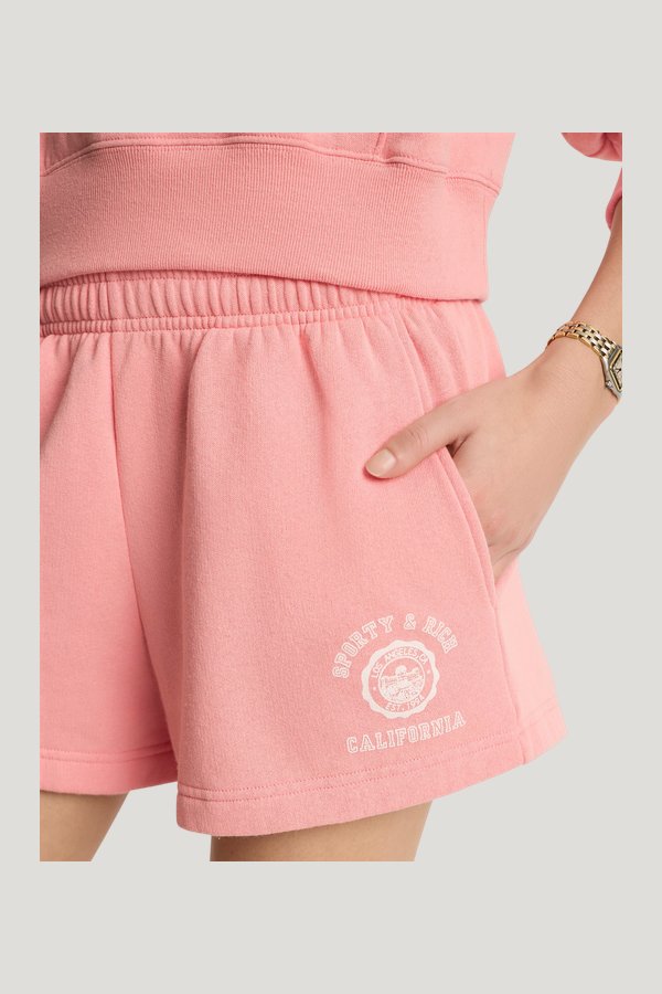 California Emblem Soft Disco Short - Carnation/White — model side