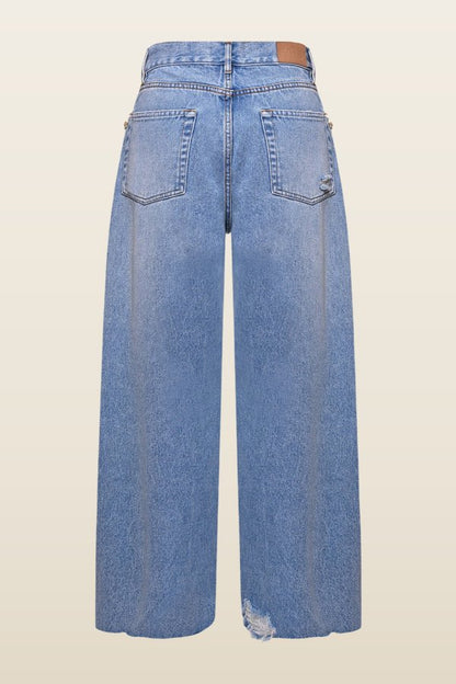 Camila Coelho Beaded Denim Pant — model back