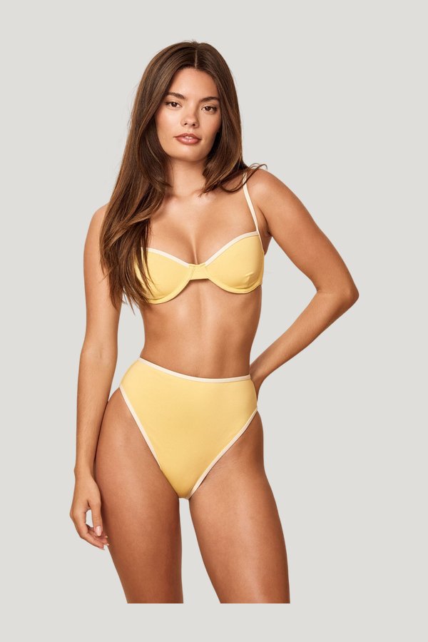 Capri Color Block Top - Meyer/Ivory — model front