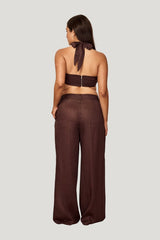 Casablanca Pants - Espresso Linen — model side