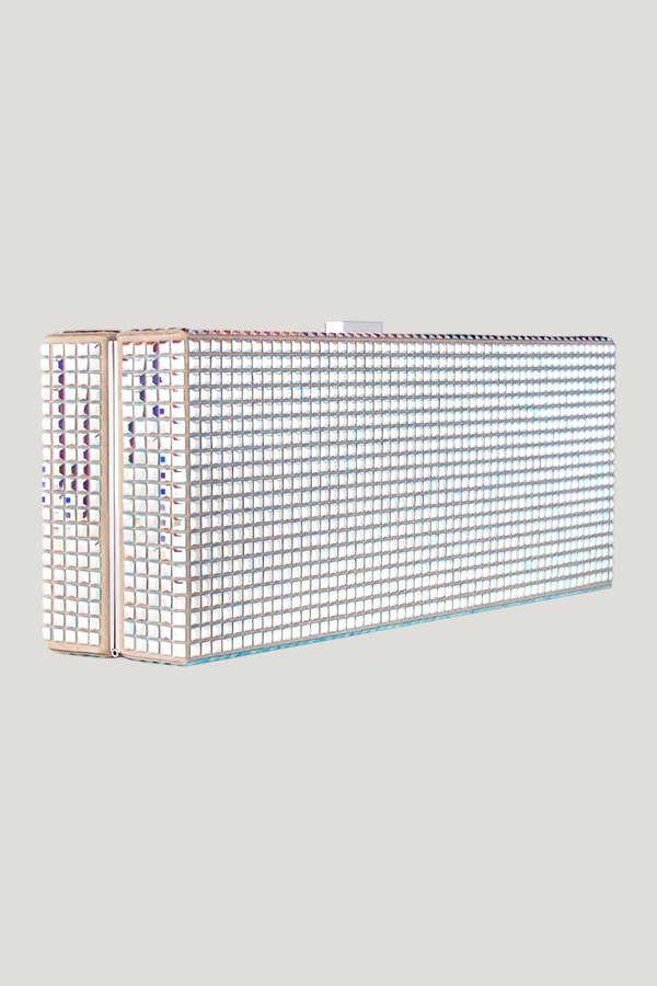 Cassie In Iridescent Crystal And Beige Suede — model front