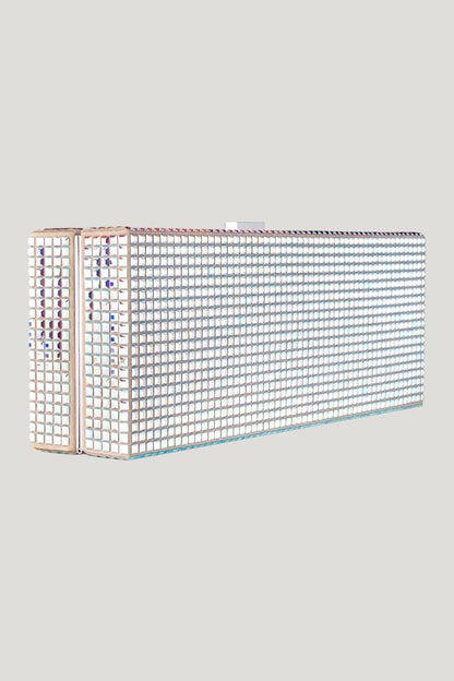 Cassie In Iridescent Crystal And Beige Suede — model front