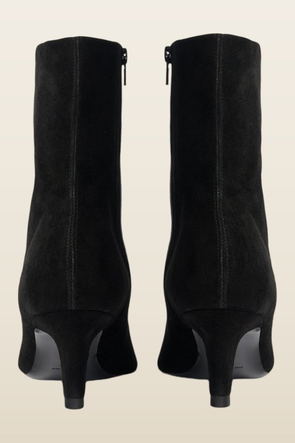 Cave Ankle Boot in Black Stretch Suede Leather — model back