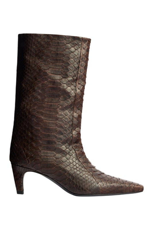Cave Mid Calf Boot in Dark Brown Python Leather — packshot