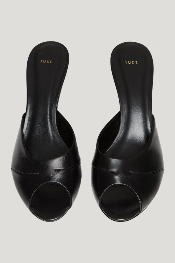 Cave Mule in Black Creased Leather — extra