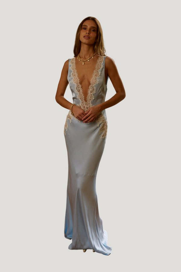 Celestia Maxi Dress in Ciel — model front
