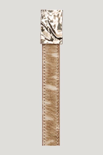 CHARLOTTE Deer print pony-effect leather belt — model side