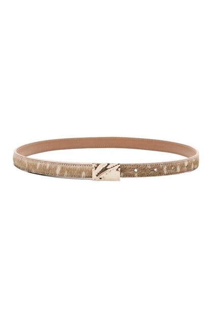CHARLOTTE Deer print pony-effect leather belt — packshot