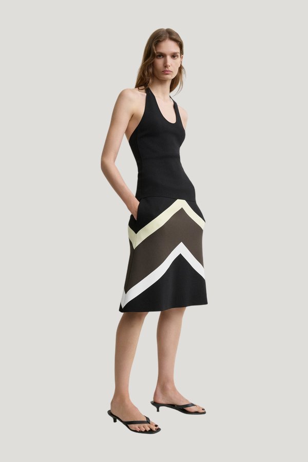 Chevron stripe skirt — model side