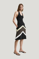 Chevron stripe skirt — model side