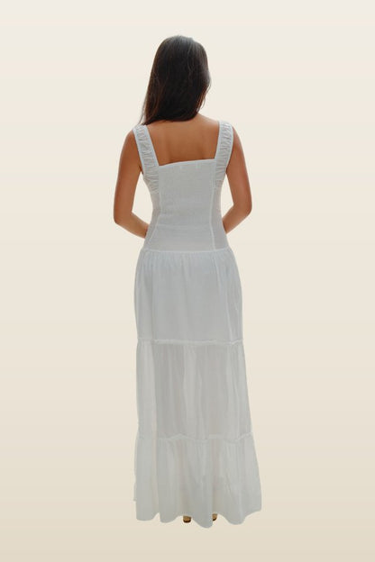 Christabelle Ruffle Maxi Dress - Sunrose — model back