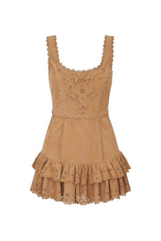 Chrysanthe Suede Eyelet Mini Dress — packshot