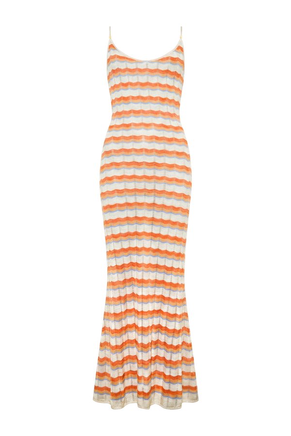 Cindy Crochet Maxi Dress (Sunset Stripe) — packshot