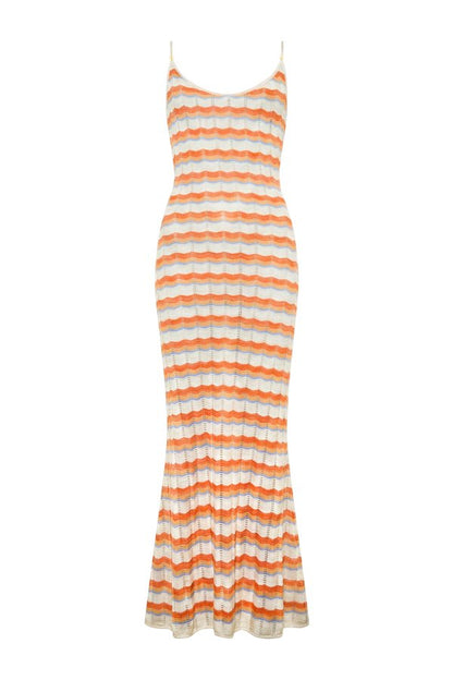 Cindy Crochet Maxi Dress (Sunset Stripe) — packshot