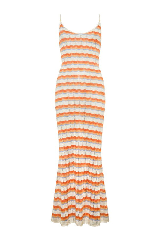 Cindy Crochet Maxi Dress (Sunset Stripe) — packshot