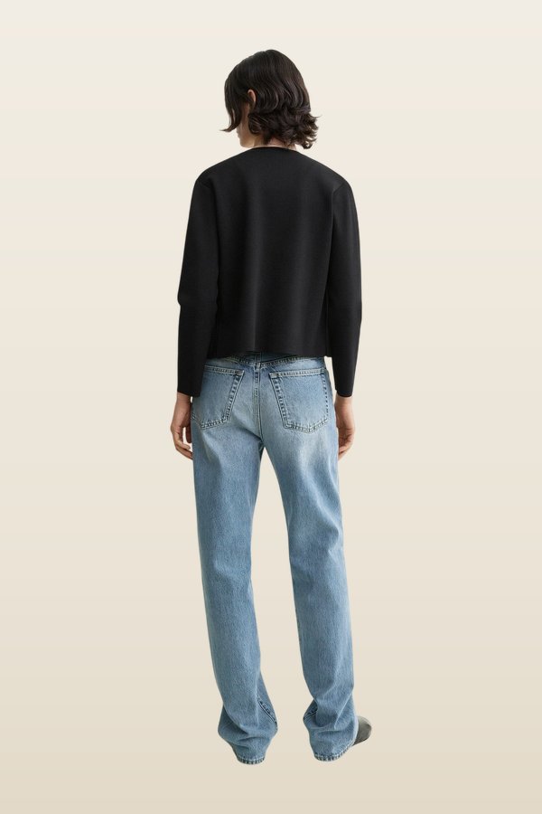 Classic compact knit cardigan — model back