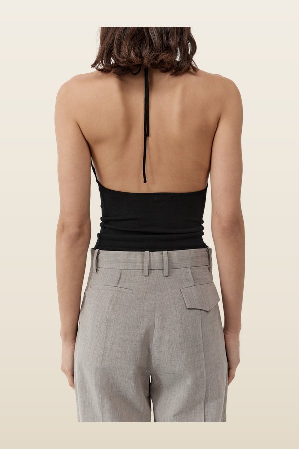 Classic Pintuck Pants - Pebble Melange — model back