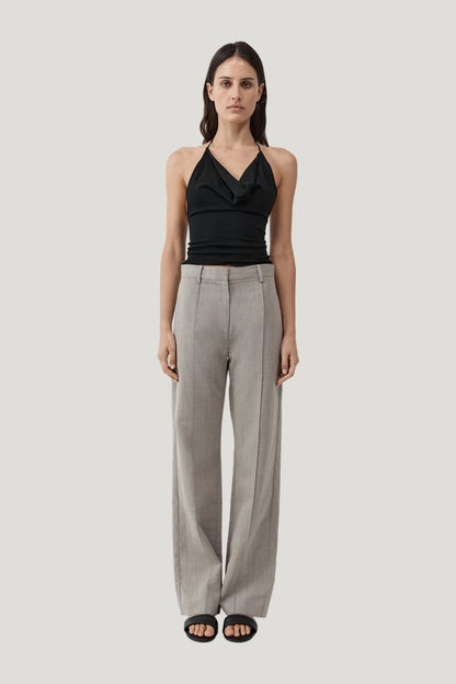 Classic Pintuck Pants - Pebble Melange — model front