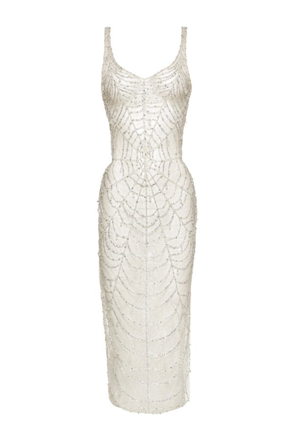 Cobweb Midi Dress - Pearl — packshot