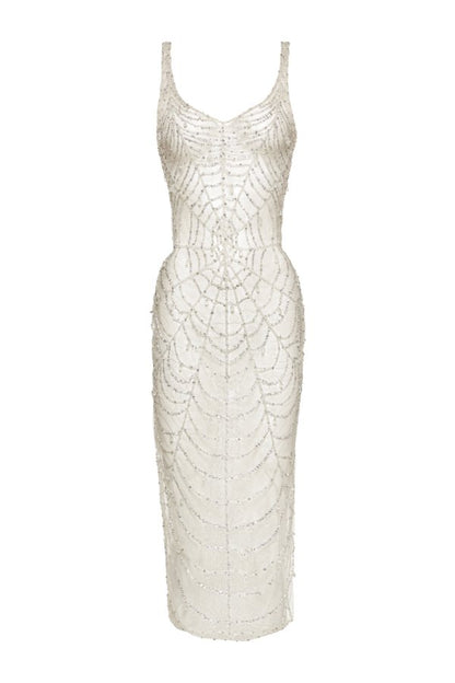 Cobweb Midi Dress - Pearl — packshot