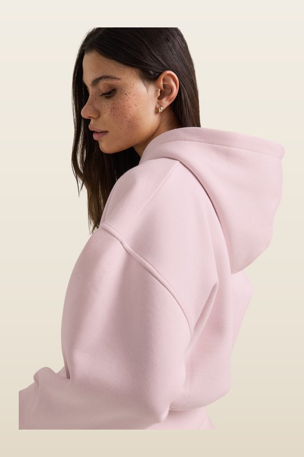 Cocoon Zip Through Hoodie - Ballet — model back