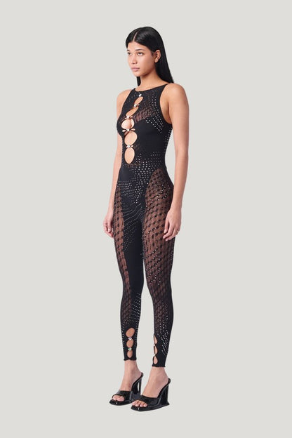 Rhinestoned Janice Jumpsuit Jet — carry 3