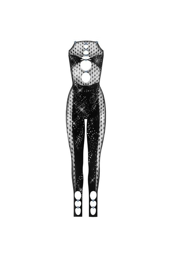 Rhinestoned Janice Jumpsuit Jet — packshot