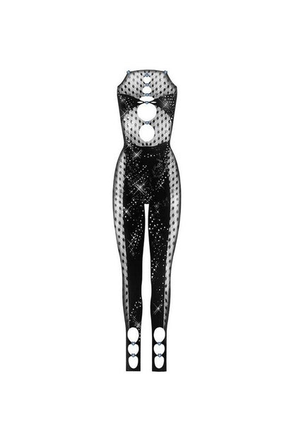 Rhinestoned Janice Jumpsuit Jet — packshot