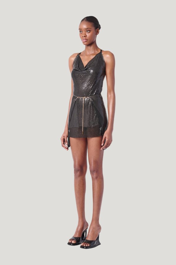 Adrianne Dress in Jet — model side