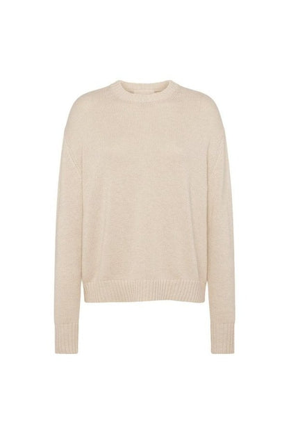 Cotton Crew Sweater | Heather Oat — packshot