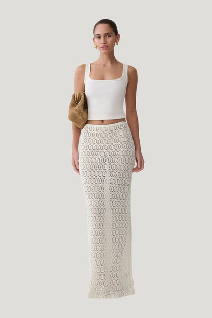 Courtney Crochet Knit Maxi Skirt — model front