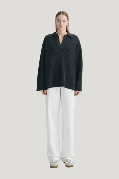 Crémieux Boxy Polo Sweater — model front