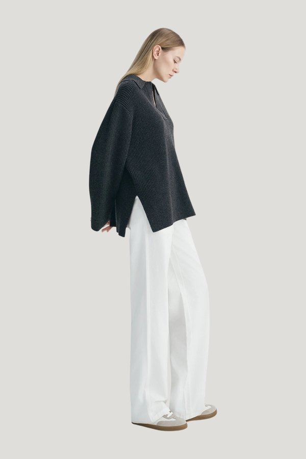 Crémieux Boxy Polo Sweater — model side