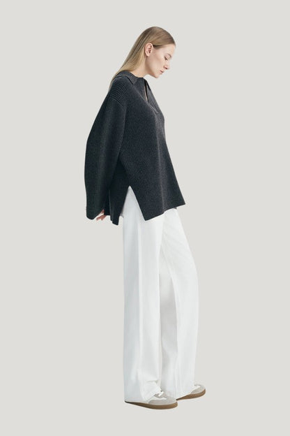 Crémieux Boxy Polo Sweater — model side