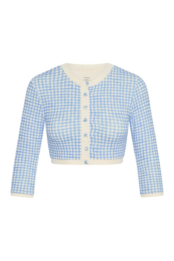 Crete Swim Cardi - Sky Gingham — packshot