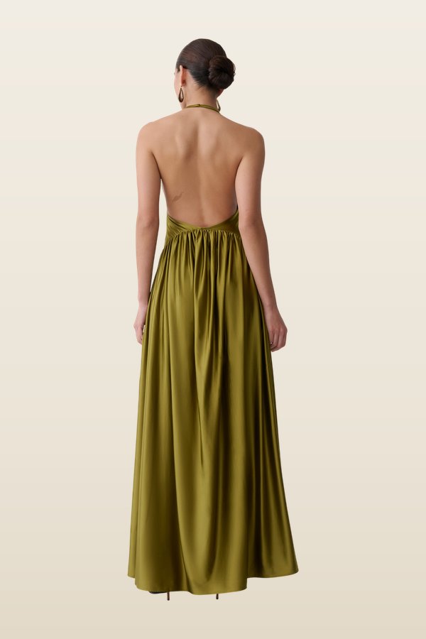 Cypress Halter Maxi Dress — model back