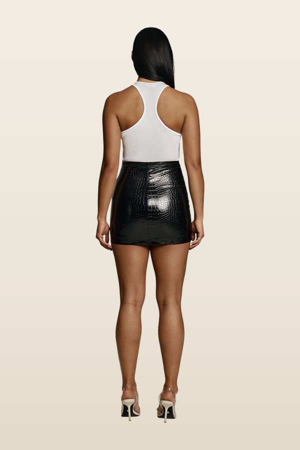 Dancing On The Table skort in Onyx Croc — model back